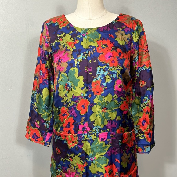 J. Crew Jules Silk Dress in Ashbury Floral Size 0- gently used - Picture 4 of 15